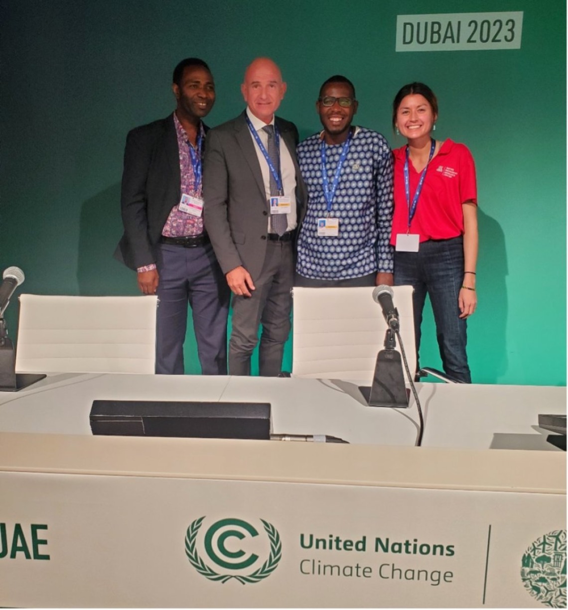 Meeting Taylor Brooke from the University of Arizona, along with Prof. Moses Oludayo Tade and Dr. H. Mohammed, at a panel discussion on climate change and health.