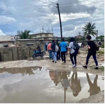 Workshop participants visited two field sites to learn about flood risk and adaptation solutions in Dar es Salaam.